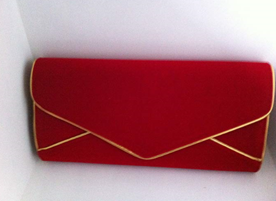 Large Red & Gold Velvet Clutch Bag 