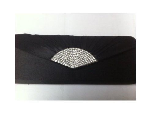 Black Clutch Bag With Diamante Clasp 