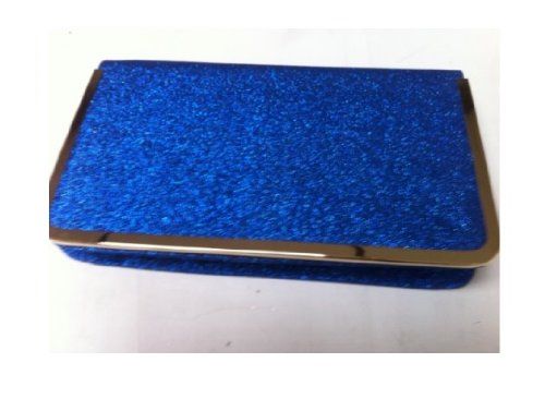 Large Electric Blue Glitter Box Style Evening / Clutch Bag 