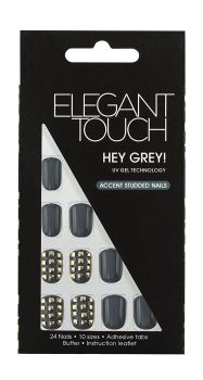 Elegant Touch Trend Adorned False Nails - Hey Grey 