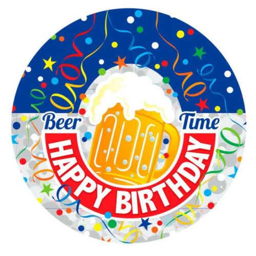 Jumbo Badge Beer Time Happy Birthday