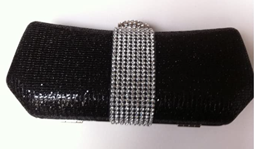 Black Glitter & Diamante Clutch Bag