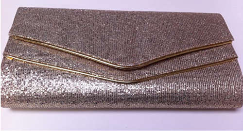 Large Gold Glitter & Piping Clutch / Evening Bag