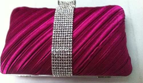Pink Diamante Band Hard Cased Clutch Bag