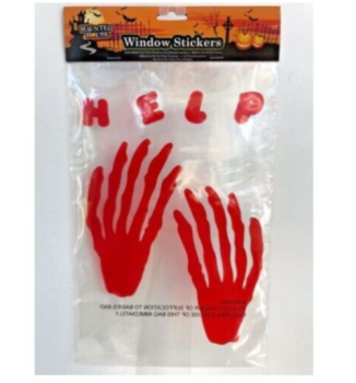    Haunted House Gel Window Stickers Bloody Hand Prints - Perfect Halloween Decoration