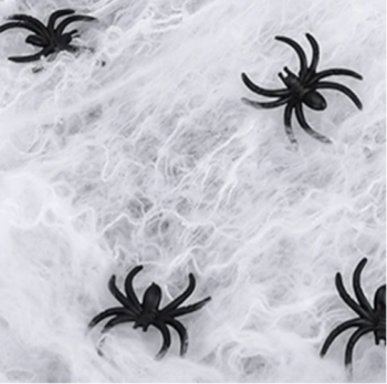   Stretch Haunted House Stretch Spiders Web With 4 Spiders - Halloween Decoration
