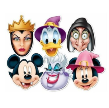 Disney Fun Face Masks Mickey Mouse Halloween Mixed Designs - Pack Of 6 - Scary