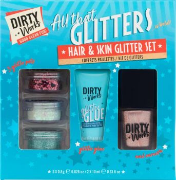 Dirty Works All That Glitters Hair & Skin Glitter Set - Perfect Gift!