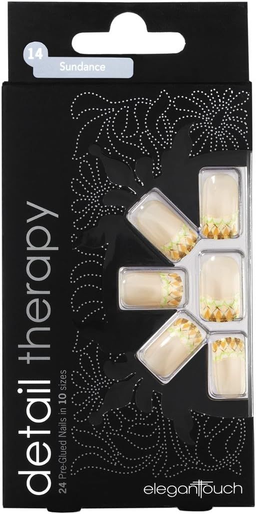 Elegant Touch Detail Therapy Rainbow Glued False Nails - Sundance