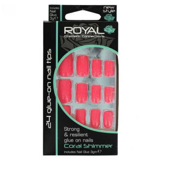 Royal Glue On Nails - Coral Shimmer