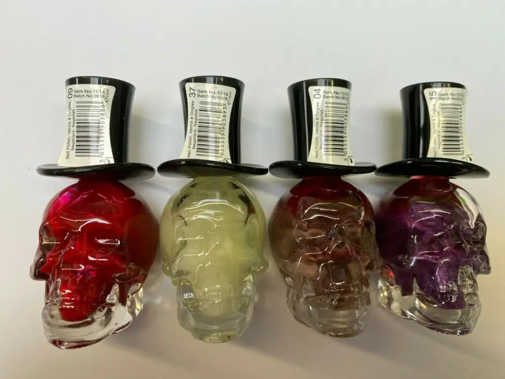 Saffron Zombie Nights Skull Nail Polish x 4 Joblot Bundle Set
