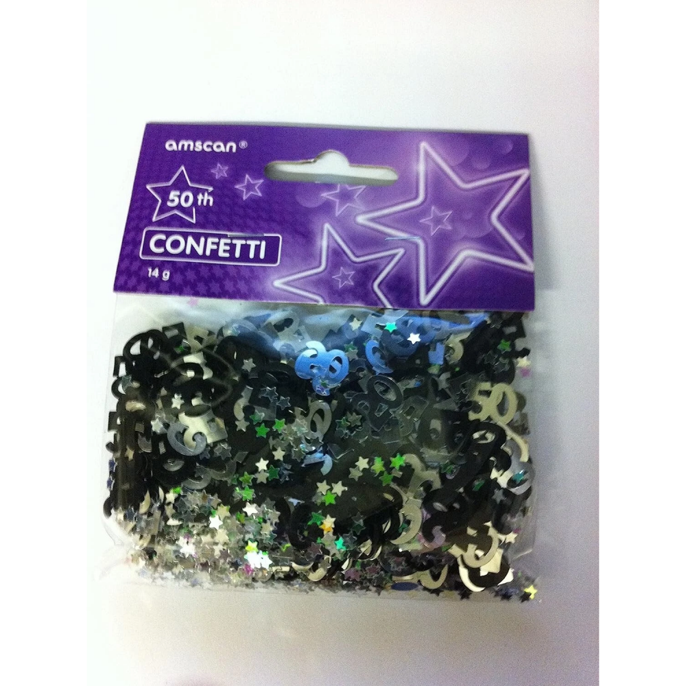 Happy 50th Birthday Confetti - Black And Silver