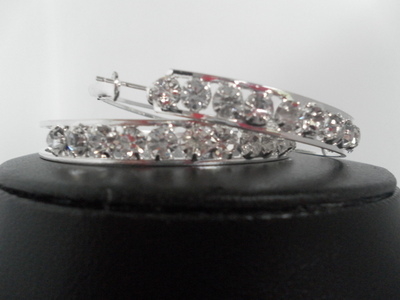 Silver Hooped Diamante Earrings