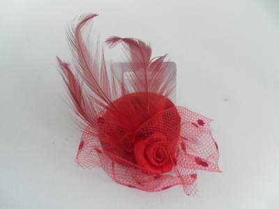 Small Red Fascinator