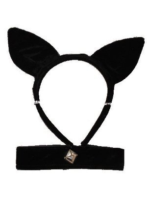 Black cat ears and collar set. 