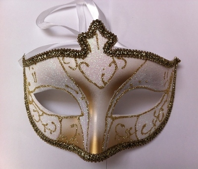   Gold & White Masquerade Mask