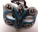  Blue, Black & Silver Masquerade Mask