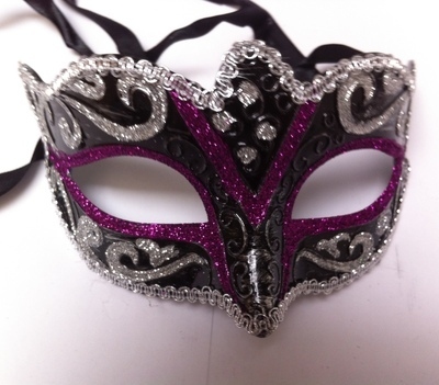  Purple, Black & Silver Masquerade Mask