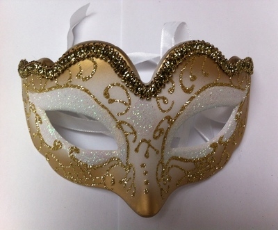  White & Gold Masquerade Mask