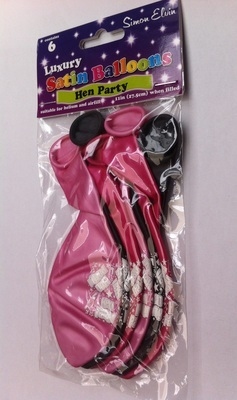 Luxury Satin Balloons Hen Party Pack of 6 Baby Pink, Hot Pink & Black