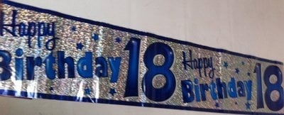 Blue Jumbo Banner Happy 18th Birthday 