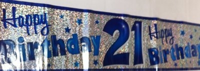 Blue Jumbo Banner Happy 21st Birthday