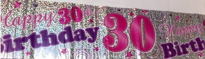 Jumbo Happy 30th Birthday Banner - Pink, Purple & Silver 