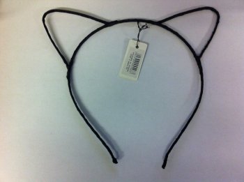 Black Cat Ears Ribbon Covered Aliceband 