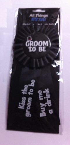 Large Black Groom To Be Rosette Badge