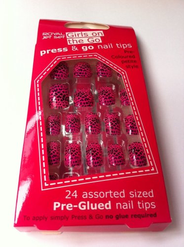 Royal Girls On The Go Press & Go Pre-Glued Nail Tips - Pink Leopard Print