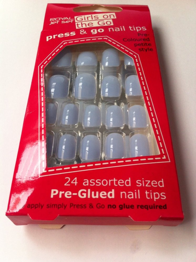   Royal Girls On The Go Press & Go Pre-Glued Nail Tips - Pastel Blue