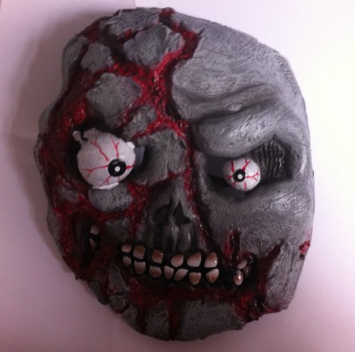 Halloween Zombie Skull PVC Full Face Mask * With Free Bloody Cleaver *