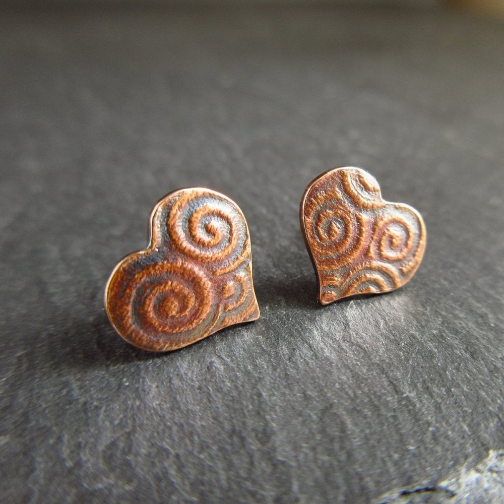 Bronze Heart Stud Earrings