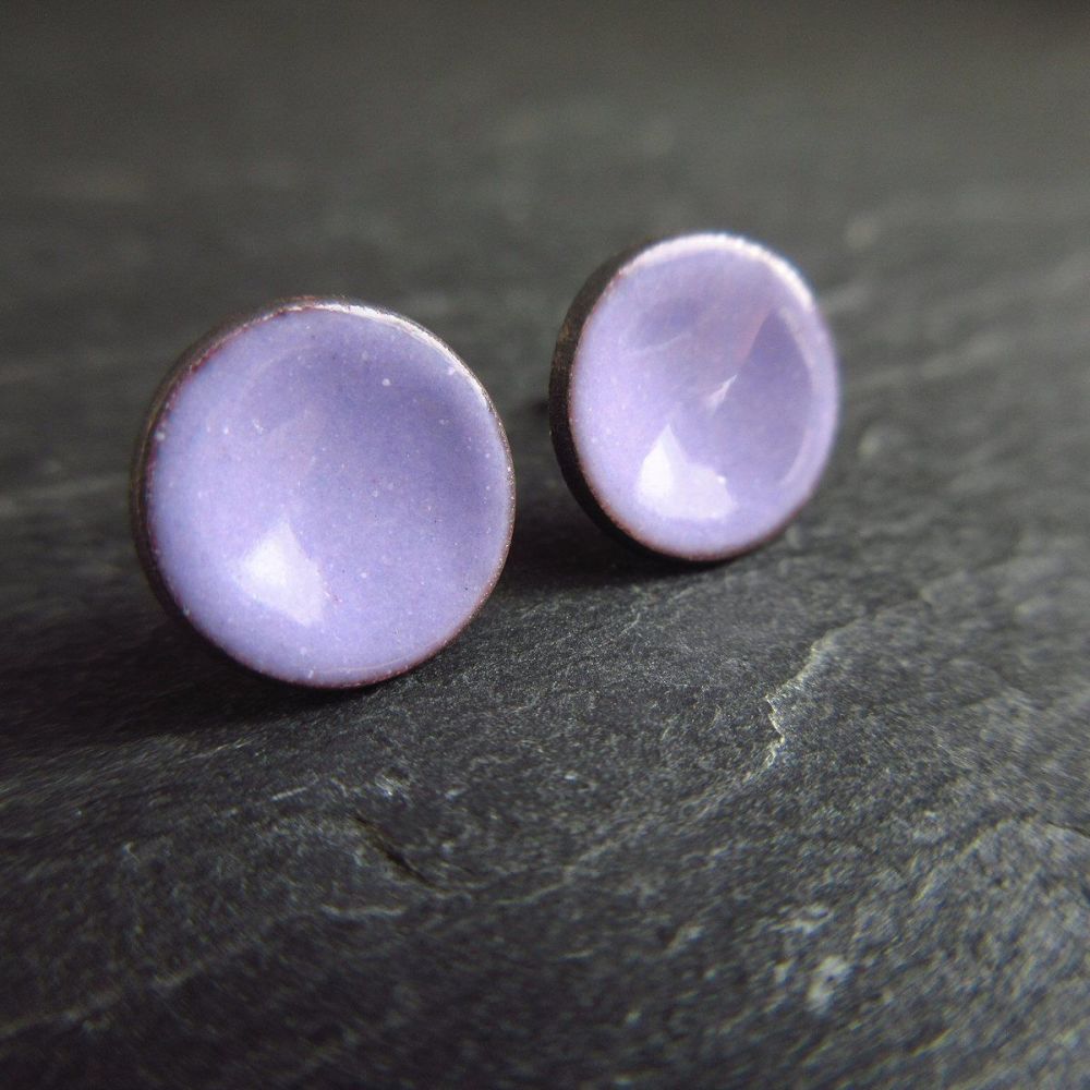 Purple Enamel Stud Earrings