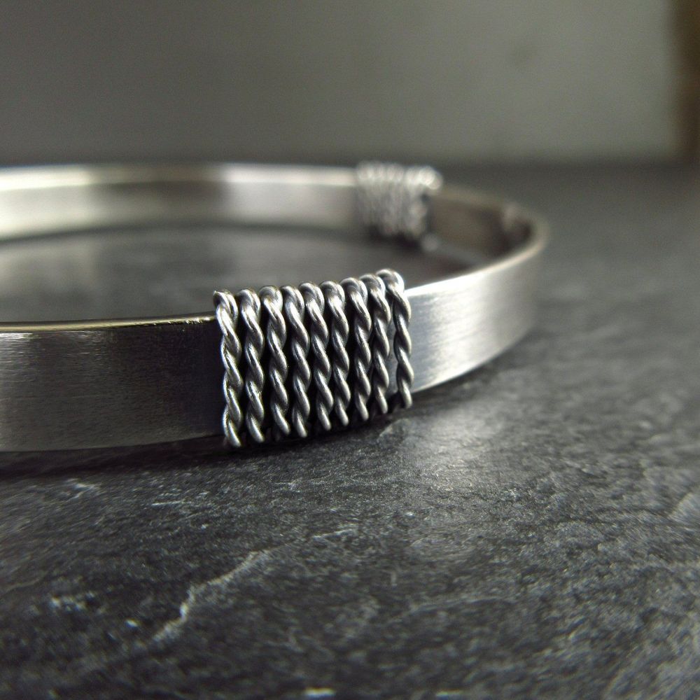 Sterling Silver Bangle with Twisted Coils