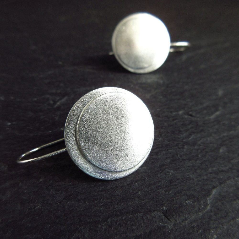 Sterling Silver Double Disc Earrings with Frosted Texture