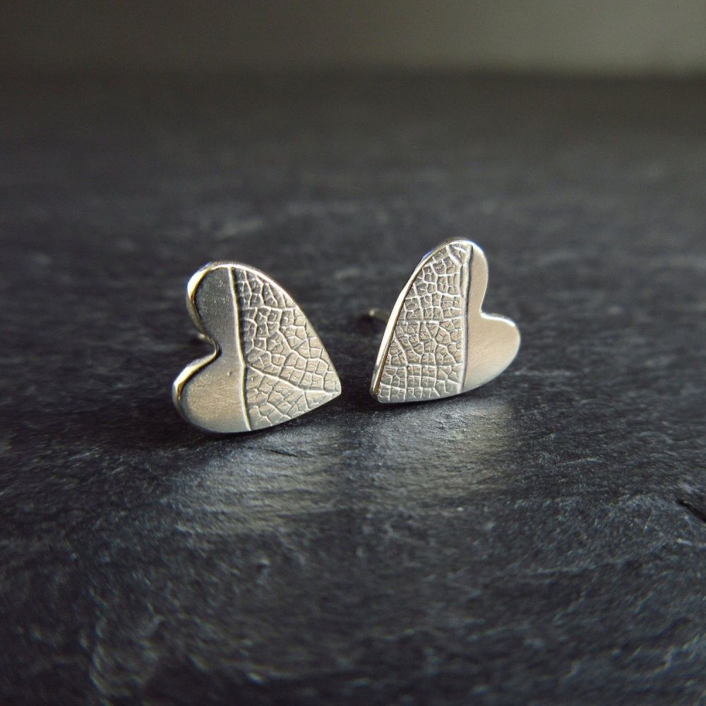 Cute Sterling Silver Heart Stud Earrings For Women