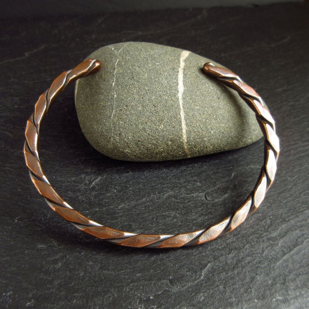 Square Twisted Copper Cuff Bracelet for Women & Men