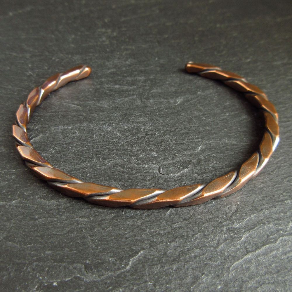 Square Twisted Copper Cuff Bracelet for Women & Men