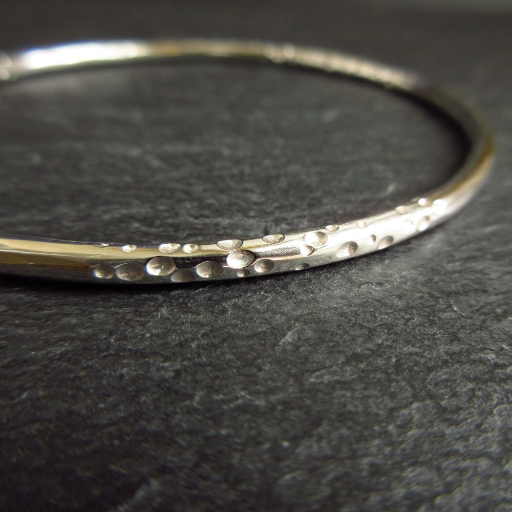 Sterling Silver Bangle with Dot Pattern
