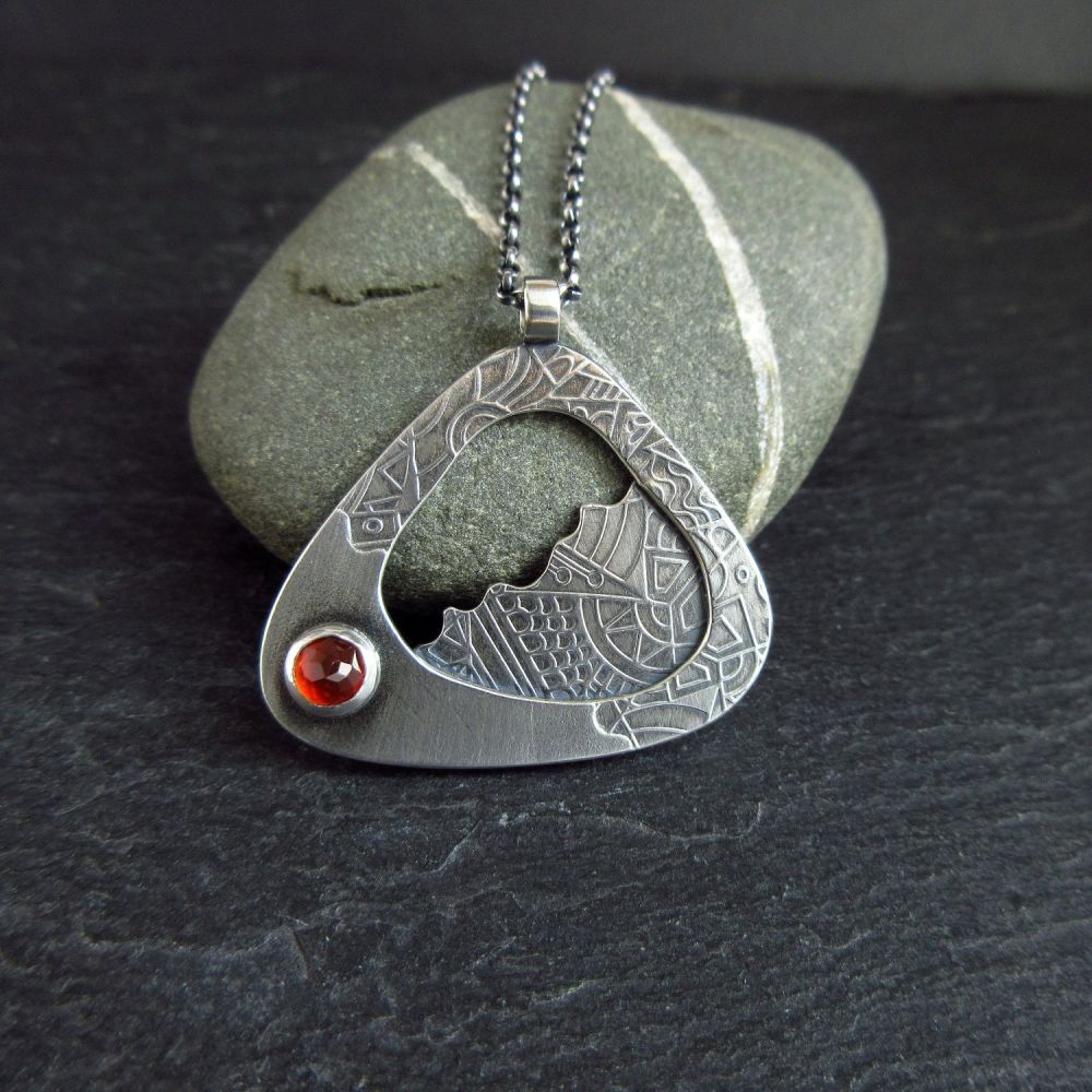 Sterling Silver Pendant with Hessonite Garnet Cabochon