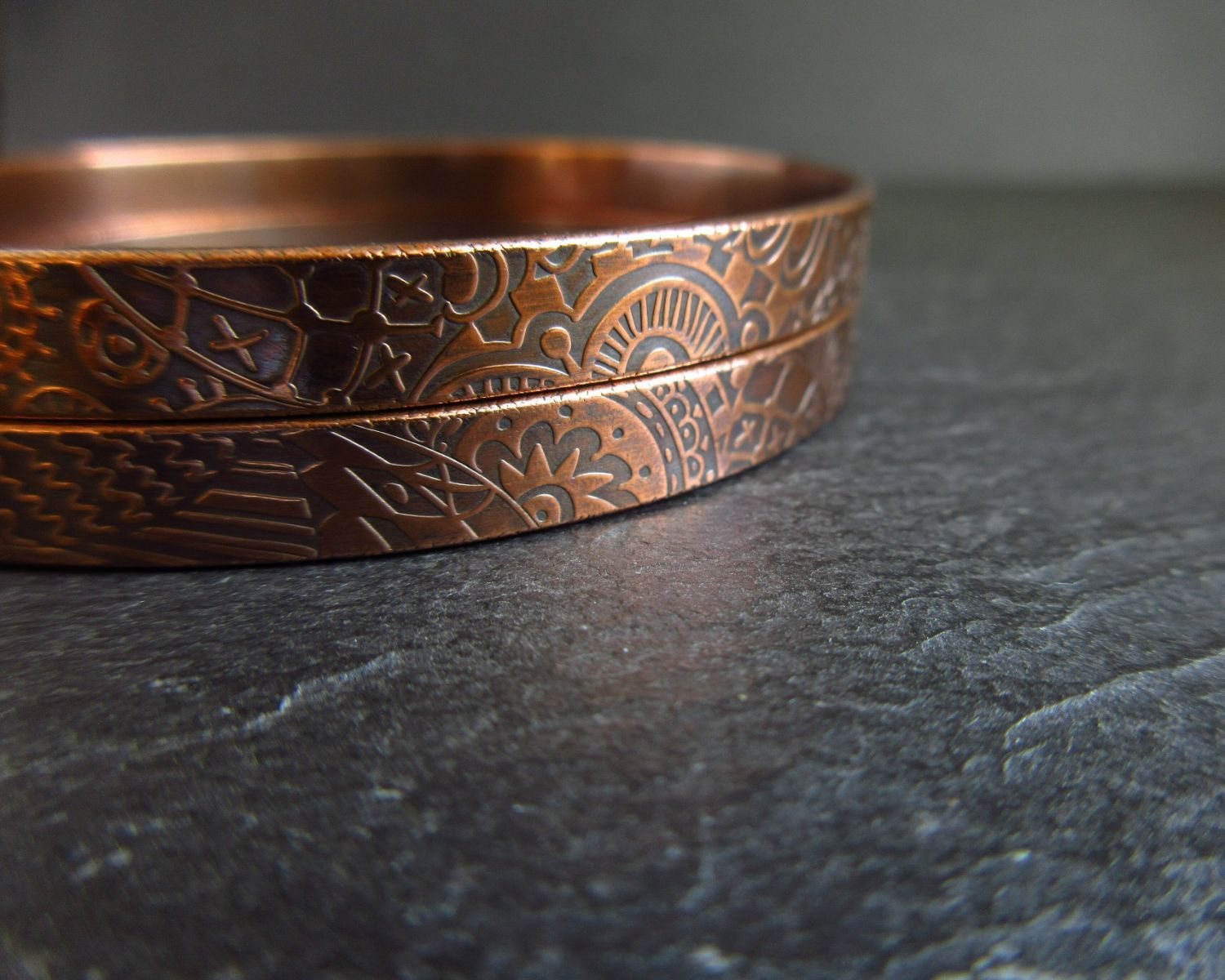 copper bangles with pattern
