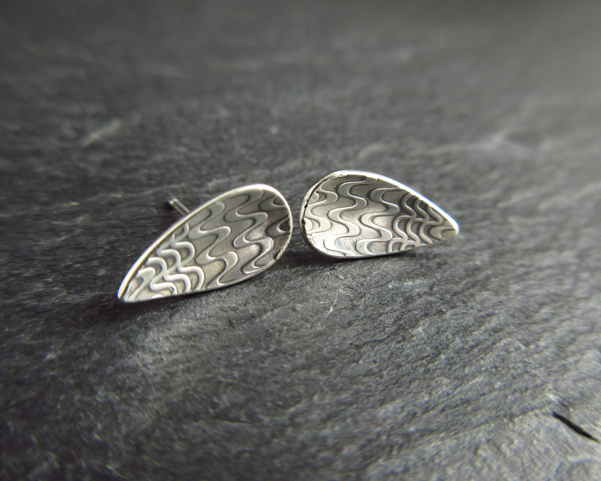 sterling silver stud earrings with wavy pattern