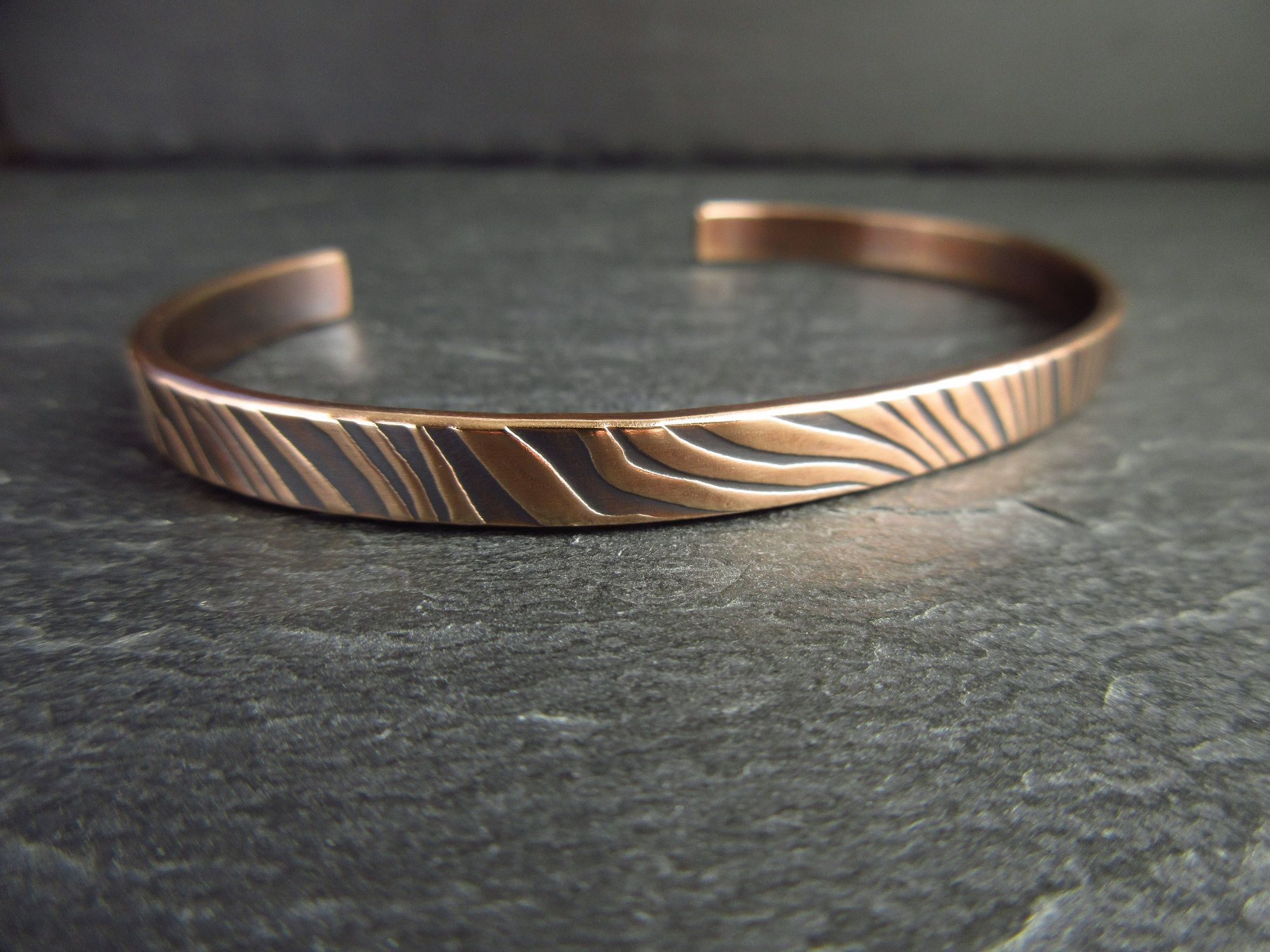 bronze cuff bangle with ripple texture