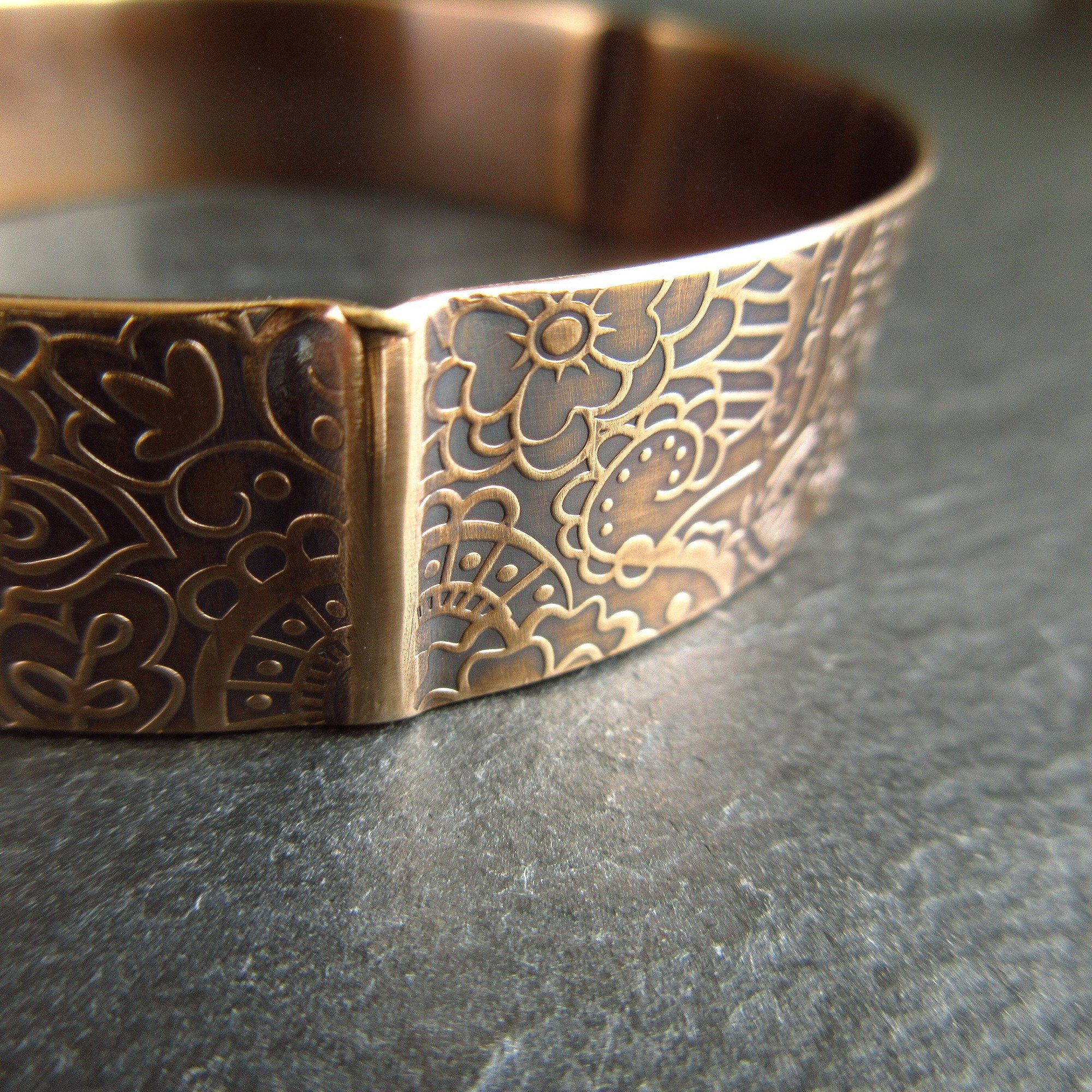 handmade bronze bangles with ripple pattern