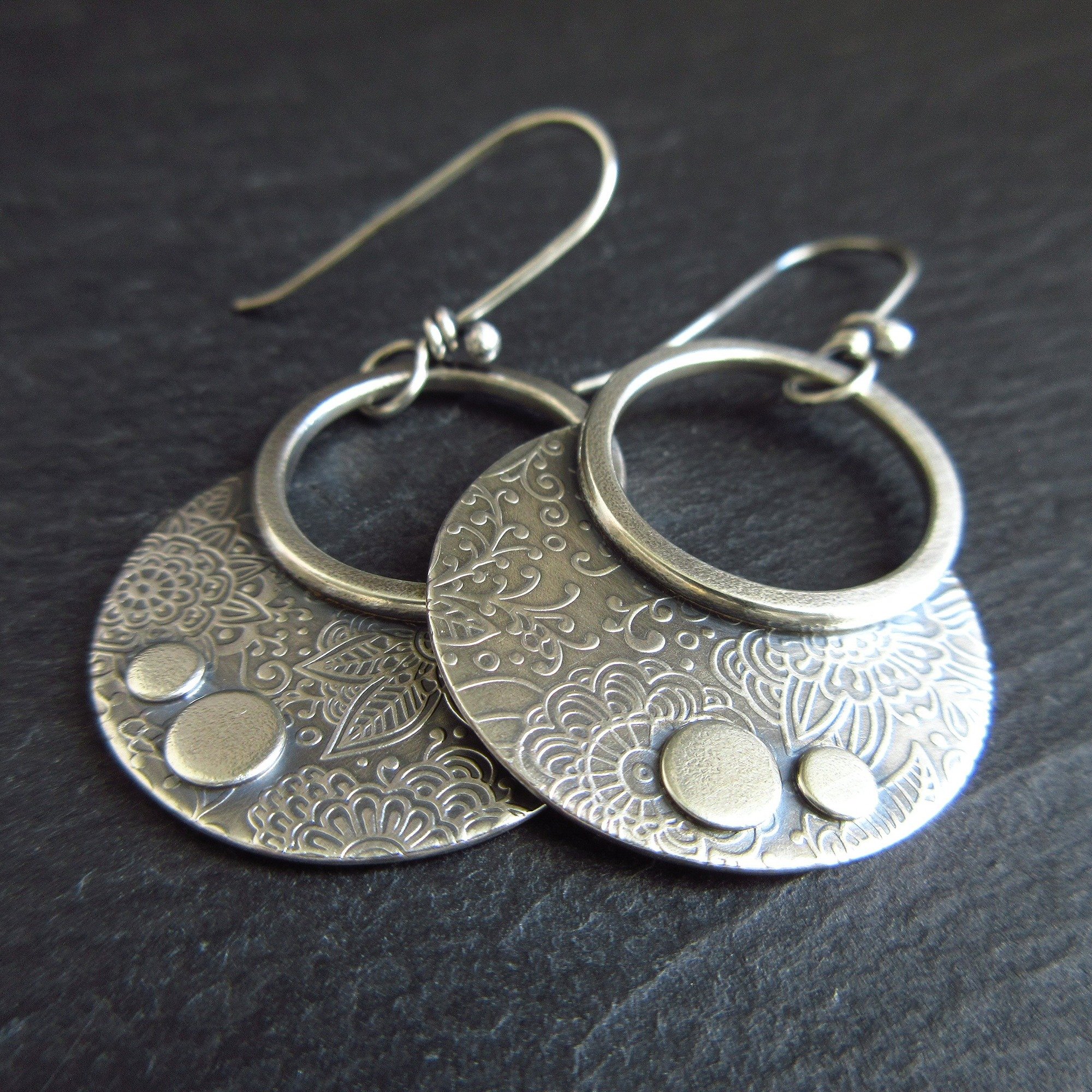 sterling silver earrings with hessian garnet