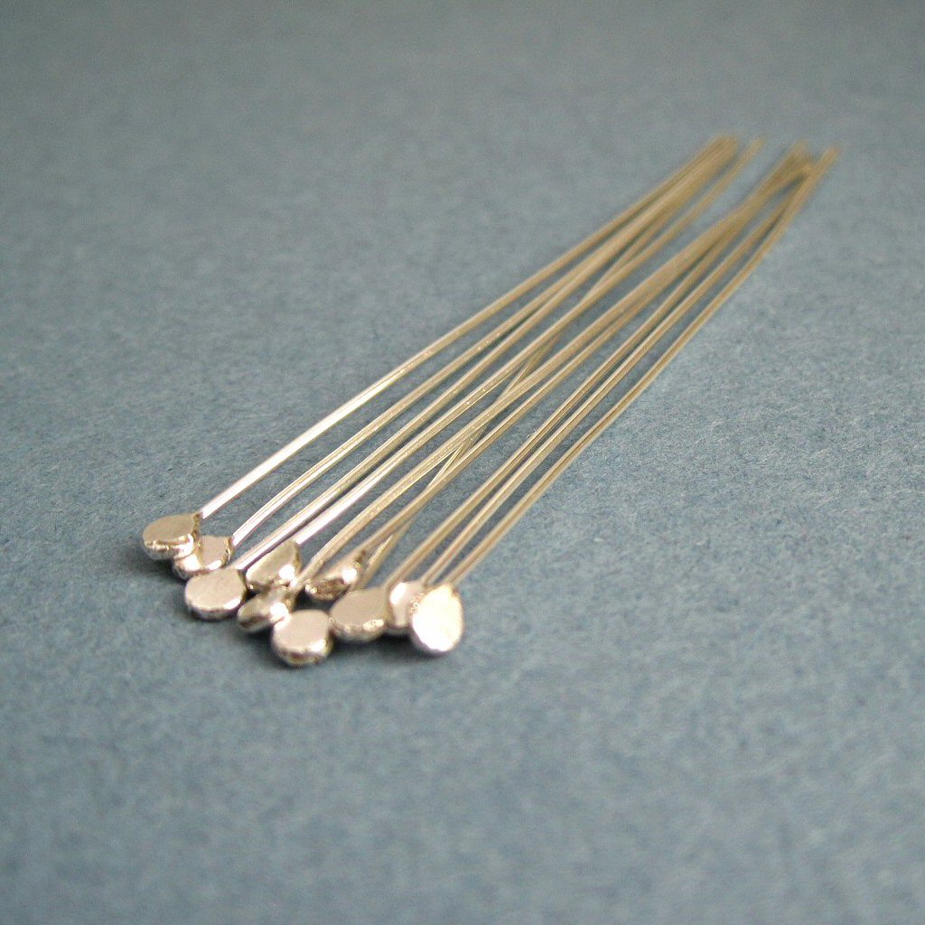 Flat Sterling Silver Headpins 0.6mm/22g