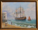 (M101)   (SOLD)  Leaving Portsmouth Harbour (Framed original oil painting)