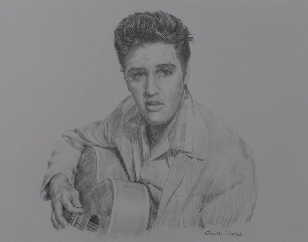 (W105A) Pencil portrait of Elvis Presley