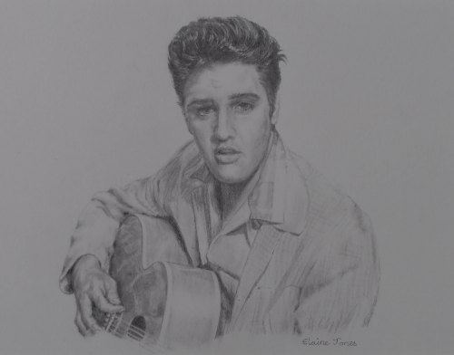 (W105A) Pencil portrait of Elvis Presley